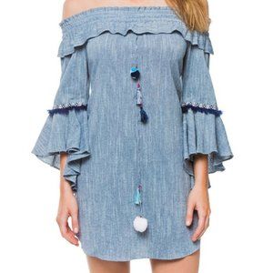 Misa Los Angeles Vanessa Dress Cotton Off-Shoulder Bell Sleeve Boho Small